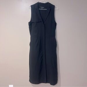 Maxi length button up tencel sleeveless collared dress